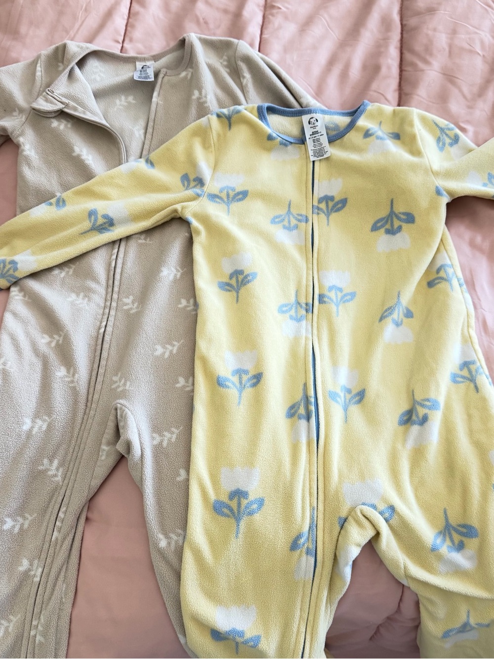 Gerber Yellow and Blue Floral Fleece One-Piece Pajamas